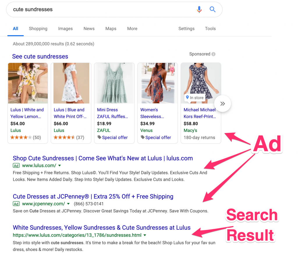 google search results for cute sundresses